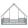 YOOCOZZ Twin Size Wood House-Shaped Floor Bed with Fence and Guardrails - 3 of 4