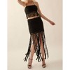 Women's Solid Crochet Eyelet-Knit Fringe Maxi Skirt - PROMESA - 3 of 4