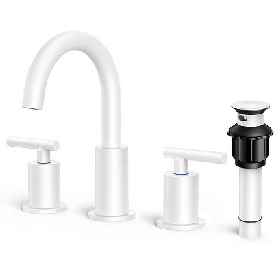 Mixxidea Bathroom Faucet 3 Hole, 8" White