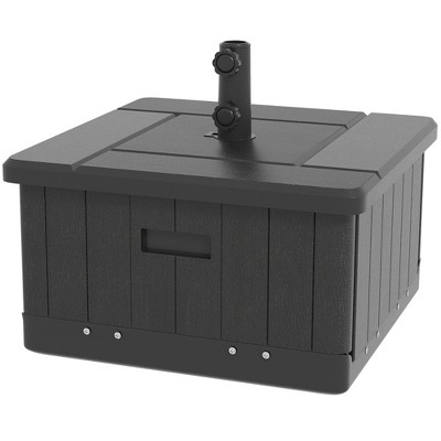 Black Plastic 3-in-1 Wheeled Outdoor Umbrella Base and Table