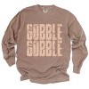 Gobble Gobble Block Distressed - Women's Garment Dyed Long Sleeve Graphic T-Shirt - 2 of 4