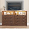6 Drawer Dresser for Bedroom, 55" Wide Wooden Dresser with LED Light, Large Storage Chest of Drawers for Closet, Living Room, or Entryway - 3 of 4