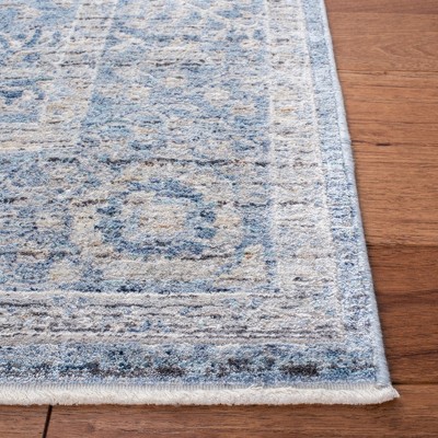 Grey and Turquoise Hand-Knotted Wool Runner Rug