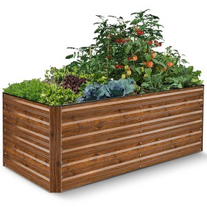 Homdox 6x4x2ft Outdoor Metal Raised Garden Bed, Deep Root Planter Box for Vegetables, Flowers, Herbs, Succulents w/ 266 Gallon Capacity,Wood Grain - 1 of 4