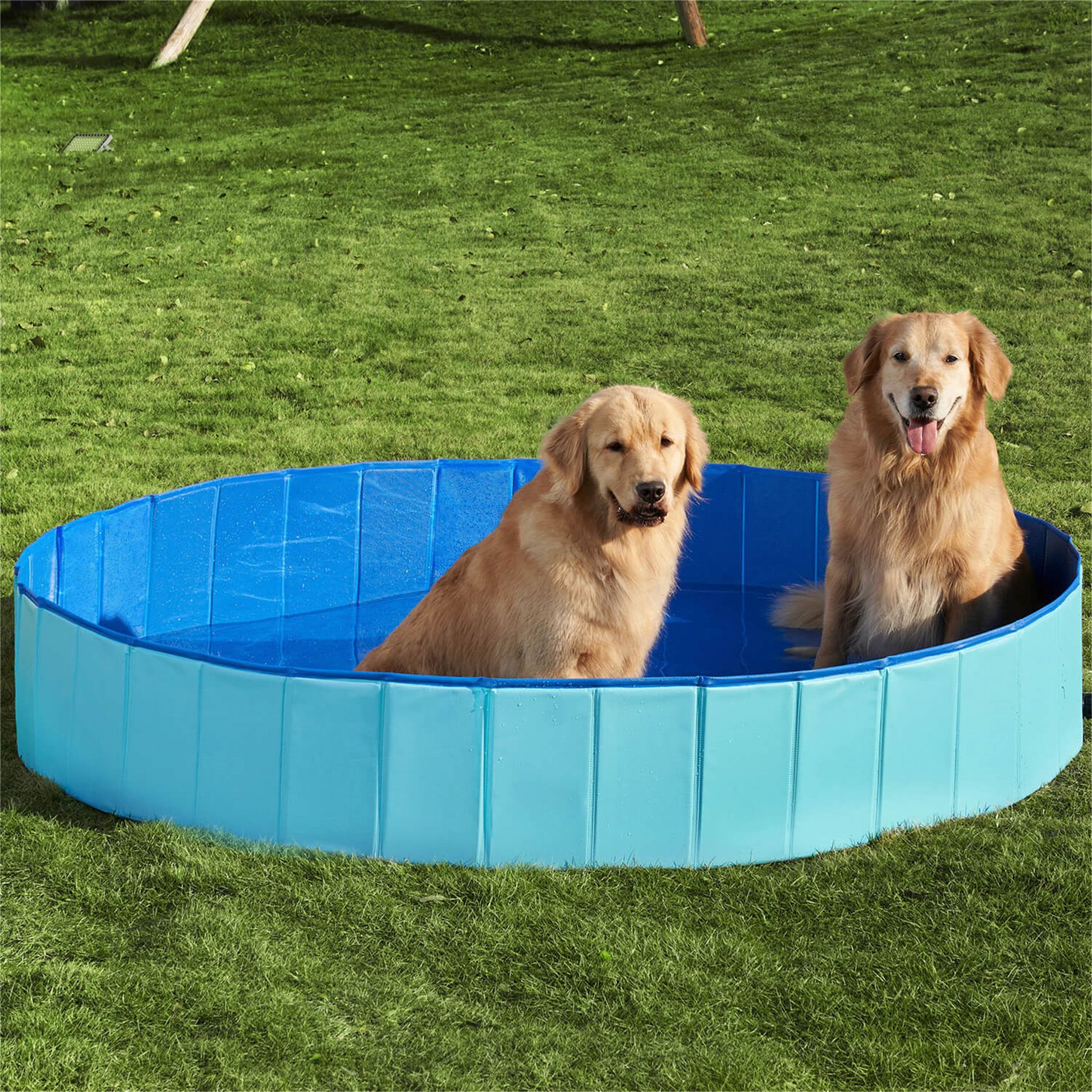 Joyfy 63" x 12" Foldable Pet Pool, Portable Kiddie Pool, Anti-Slip Collapsible Dog Pets Bath Tub Suitable for Kids Toddler Indoor Outdoor Backyard Use