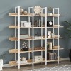 5 Shelf Bookcase, Home Office Open Bookshelf, Oak Board Vintage Industrial Style Bookshelf, Metal Frame - 3 of 4