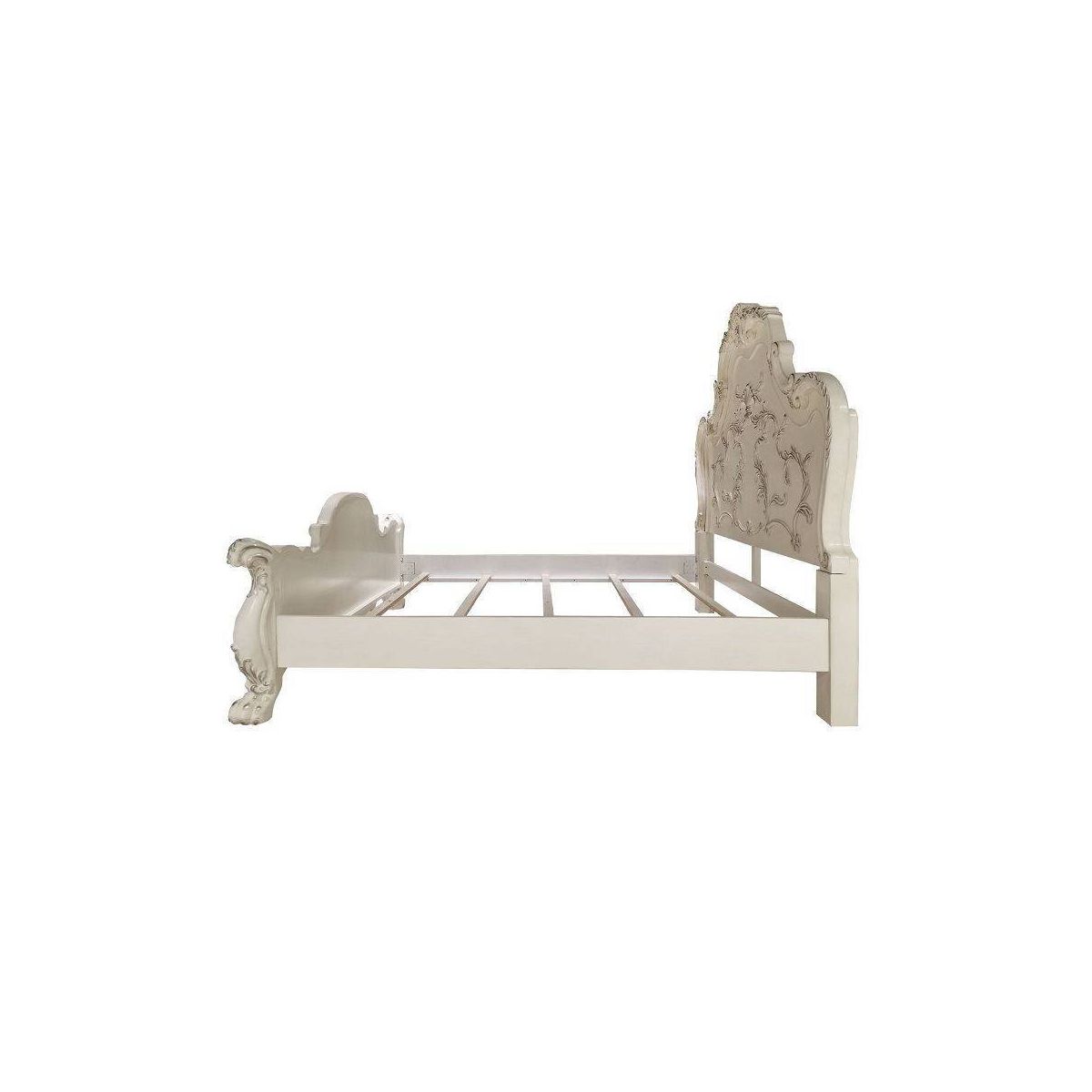 97"California King Bed Dresden Bed Bone White Finish - Acme Furniture: Traditional Design, Claw Feet, Faux Leather - thumbnail 8