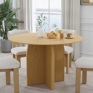 Wooakway 30"H Round Wood Dining Table Kitchen Table Conference Table with Criss Cross Legs - 1 of 4