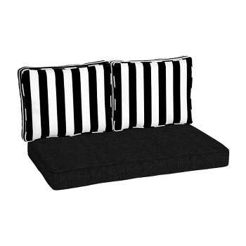 Arden Selections Plush Polyfill 24 x 24 in. Indulge Outdoor Deep Seat Cushion Set - Black Simone Tropical