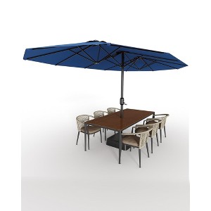 15FT Large Patio Umbrella with Lights, 36 Lights Double-Sided Patio Umbrella with Weighted Base for Poolside Garden Backyard - 1 of 4