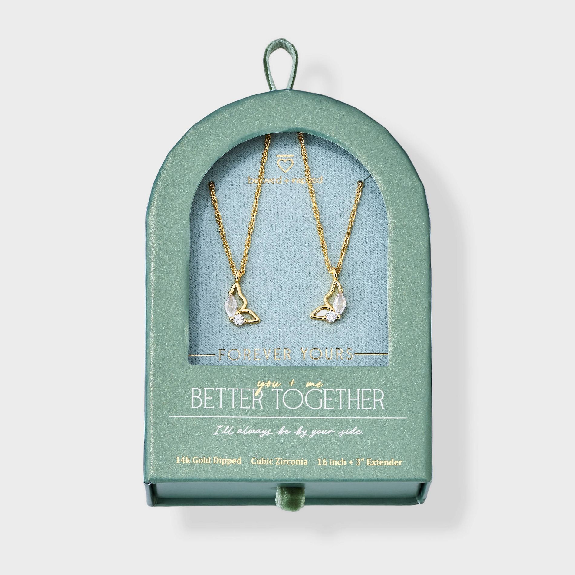 Beloved + Inspired 14K Gold Dipped Pendant Necklace Set 2pc - Gold