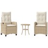 vidaXL 3 Piece Bistro Set with Cushions Beige Poly Rattan - 2 of 4