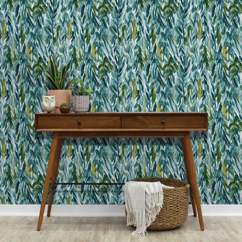 Leaves Peel &#38; Stick Wallpaper Green - Opalhouse&#8482;, 6 of 14