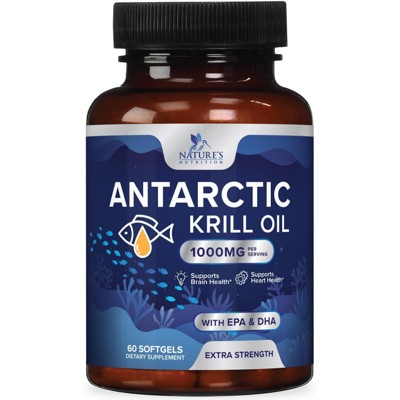 Antarctic Krill Oil 1000mg with Omega-3s EPA, DHA & Astaxanthin Premium Softgels - 60 Softgels By Nature's Nutrition