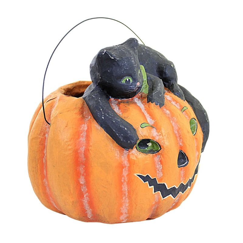Halloween Black Cat With Pumpkin Bucket Cody Foster  -  Decorative Figurines, 3 of 4