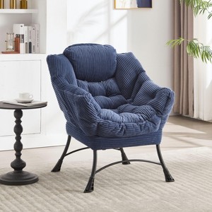 CAVINAS Modern Accent chair with Ottoman with Armrests and a Side Pocket, Leisure Upholstered Sofa Chair Reading Chair with Footrest - 1 of 4