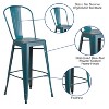 Emma and Oliver Commercial Grade 4 Pack 30" High Distressed Metal Indoor-Outdoor Barstool with Back - 4 of 4