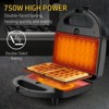 OSTBA 3-in-1 Sandwich Maker, Panini Press, Waffle Iron with 3 Removable Non-Stick Plates, 750W Toaster for Sandwiches, Grilled Cheese, Steak — Black - 3 of 4