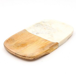 SEVOBAL Serving Platters Handcrafted Wood and Marble Cheese Board, Elegant Serving, Cutting Board for Entertaining Gusts, Brown, 16"*9"*1.3" - 1 of 4