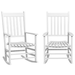 Aghana Digitals 2-Piece Poplar Wood Outdoor Rocking Chair Set with Slatted Seat, High Back, Curved - 1 of 4