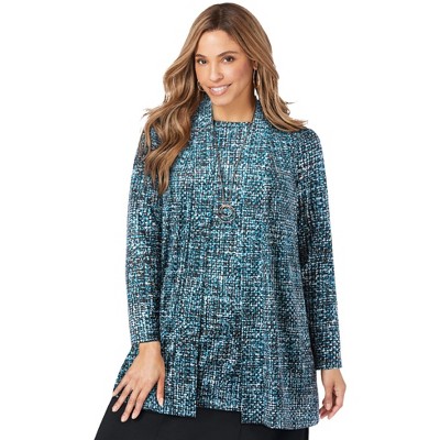 Jessica London Women's Plus Size Stretch Knit Open Front Knit Topper