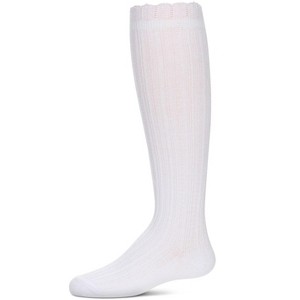 Memoi Girls' Crochet Ruffle Design Knee High Socks - 1 of 3