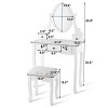 Costway Makeup Desk Vanity Dressing Table Oval Stool 5 Storage Drawers - 3 of 4