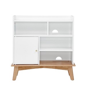 Lirago Bath Linen Cabinet with Colorblock Design Solid Wood Base Outlet Hole 31.5"H x 11.8"D x 31.5"W - 1 of 4