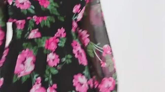 QUIZ Women's Floral Chiffon Dip Hem Midi Dress, 2 of 7, play video