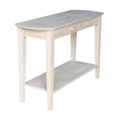 Unfinished Parawood Philips Oval Sofa Table with Storage