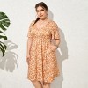 Clearlove Plus Size Dresses for Curvy Women Floral Sleeves Tiered Layers Casual Mini Dress with Pocket - 2 of 4