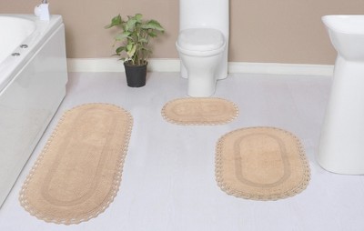 Hampton Crochet Collection Cotton Reversible Tufted Set of 3 Bath Rug Set - Home Weavers