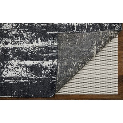 Handmade Black Abstract Wool and Viscose Area Rug