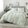 Queen Cotton Duvet Cover Set, Floral Botanical Bedding with Zipper Ties - 3 of 4