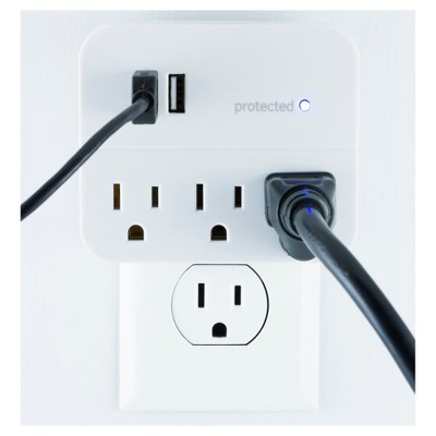 GE 3 Outlet 2 USB Port Surge Protector Tap 560 White_2