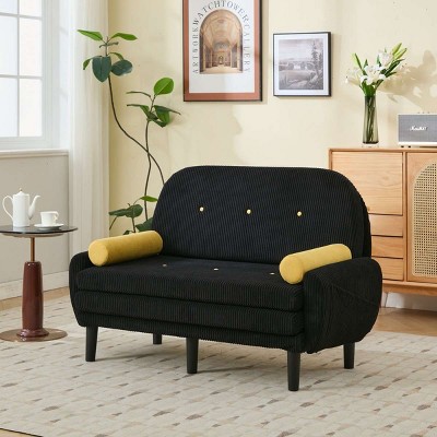Modern Corduroy Loveseat with 2 Pillows, Recliner Lounge Chair, Compact Sleeper Sofa Bed for Small Apartment or Living Room – The Pop Home