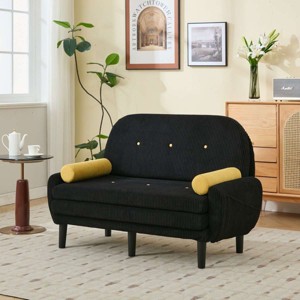 Modern Corduroy Loveseat with 2 Pillows, Recliner Lounge Chair, Compact Sleeper Sofa Bed for Small Apartment or Living Room – The Pop Home - 1 of 4