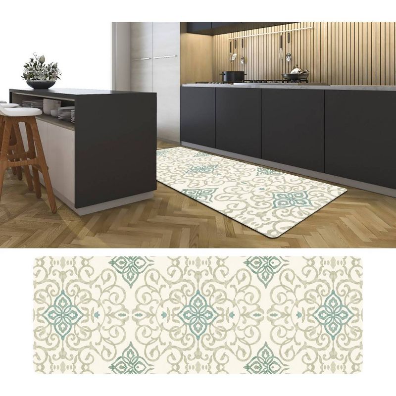 20&#34;x55&#34; Oversized Cushioned Anti-Fatigue Kitchen Runner Mat Rustic Medallion Cream - J&#38;V Textiles, 3 of 7