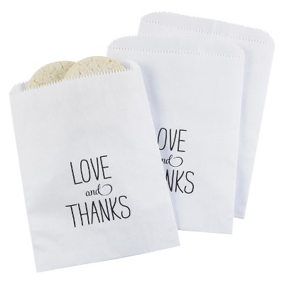 25ct Love and Thanks Treat Bags White