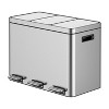 Gal Dual Compartment Step Trash Can, Stainless Steel w/ Soft-Close Lid & Removable Buckets, Hands-Free Kitchen/Office Bin - 3 of 4
