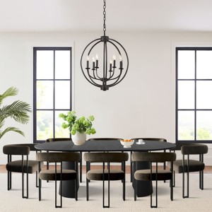 9 Piece Dining Set,83" Extendable Wood Dining Table with 8 Upholstered Velvet Dining Room Chairs,Farmhause,Indoor Furniture-Maison Boucle - 1 of 4