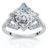 Pompeii3 Certified 2.25Ct Princess Cut Diamond Engagement Ring 14k Gold or Pt Lab Created - 2 of 4