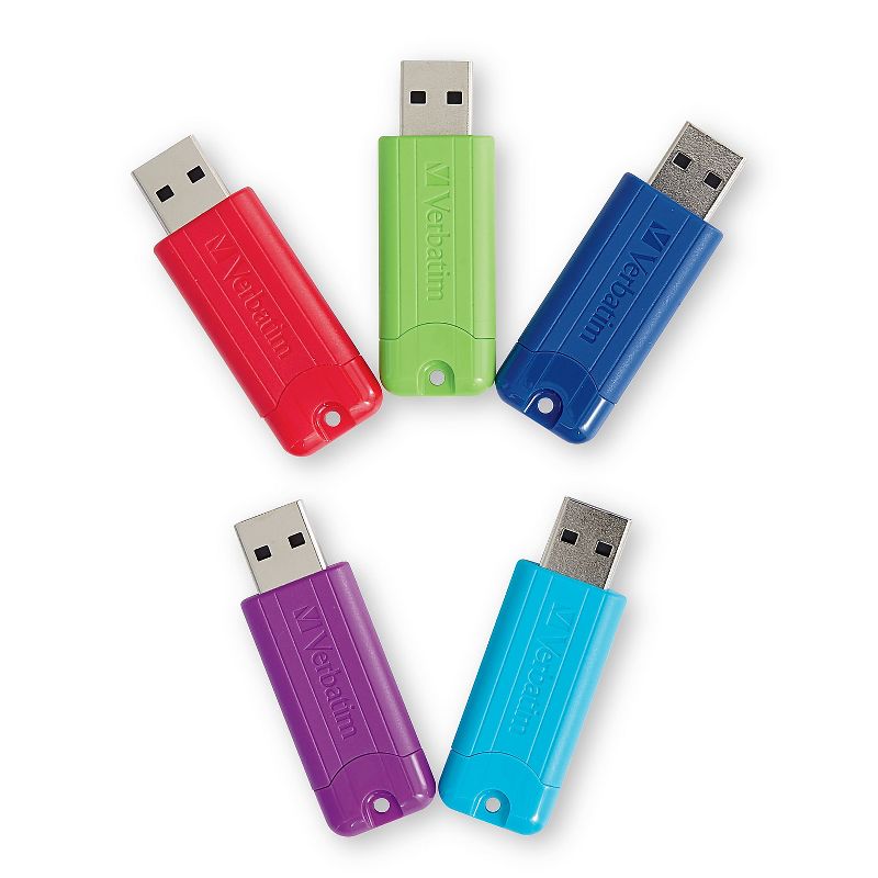 Verbatim PinStripe 16GB USB 3.2 Type A Flash Drive Assorted Colors 5/Pack (70387), 4 of 9
