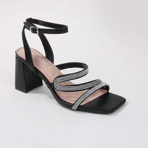 Berness Women's Lilia Rhinestone Ankle Strap Block Heels - 1 of 4