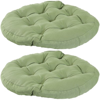 Sunnydaze Indoor/Outdoor Olefin Large Round Tufted Floor Meditation or Chair Cushion - 22" - Green - 2pk