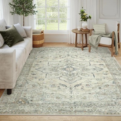 Lahome Boho Traditinal Area Rug for Bedroom Soft Non Slip Washable Living Dining Room Mat Indoor Office Carpet for Kitchen Nursery Bedroom