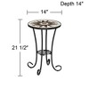 Teal Island Designs Modern Black Round Outdoor Accent Side Table 14" Wide Brown Sunburst Mosaic Tabletop for Front Porch Patio House - 4 of 4