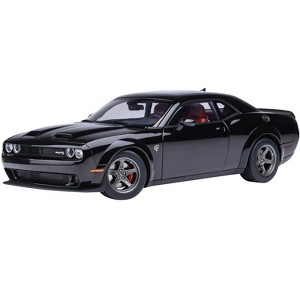 2023 Dodge Challenger SRT Super Stock Pitch Black with Red Interior 1/18 Model Car by Autoart - 1 of 4