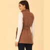 Allegra K Women's Lapel Single Breasted Tie Belt Work Suede Vest Jacket - 4 of 4