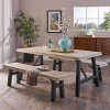 3pc Estelle Farmhouse Cottage Picnic Dining Set Light Gray - Christopher Knight Home: Acacia Wood, 2 Benches, Seats 6 - 2 of 4